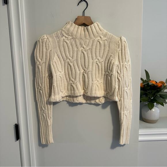 Rebecca Taylor La Vie Cream White Cable Cropped Sweater XS - Picture 10 of 10